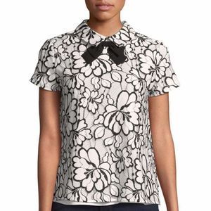 🔺️Karl Lagerfeld Ivory & Black Floral Lace Blouse Size 14